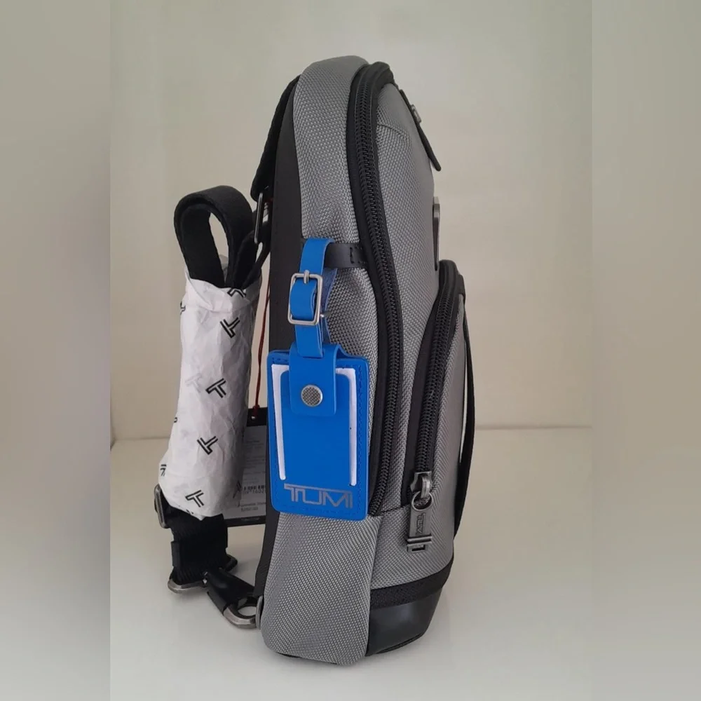 NWT Tumi FIFE Slim Sling Bag Dark Gray Blue